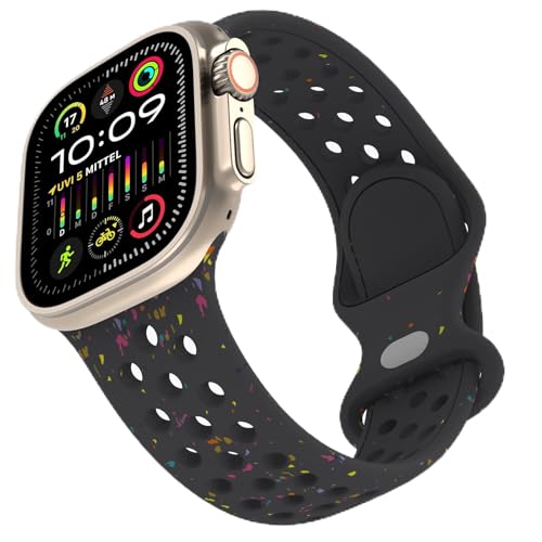 TOPsic Silikon Armband Kompatibel mit Apple Watch Ultra 2 49mm 45mm 44mm 42mm, Weich Atmungsaktiv Ersatzarmband Multi-Coloured Silikon Sport Armbänder für iWatch Series 9 8 7 6 SE 5 4 3 2 1 von TOPsic