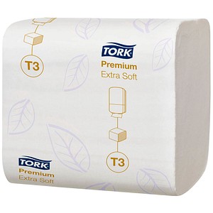 TORK Einzelblatt-Toilettenpapier T3 Premium Extra Soft 2-lagig, 7.560 Tücher von TORK