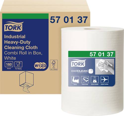 TORK Extra Starke Industrie Reinigungstücher Weiß W1/2/3, mehrfach verwendbar, 1 × 160 Tücher 57 von TORK