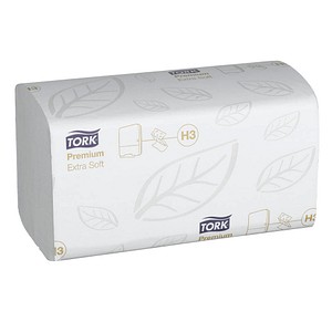 TORK Papierhandtücher 100278 H3 Premium Extra Soft Zick-Zack-Falzung 2-lagig 3.000 Tücher von TORK
