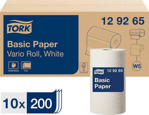 TORK Standard-Papierwischtücher, Kleinrolle Weiß W5, Mehrzweck-Papiertücher, 10 × 55m 129265 Anz von TORK