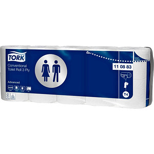 TORK Toilettenpapier T4 Advanced 3-lagig Recyclingpapier, 70 Rollen von TORK