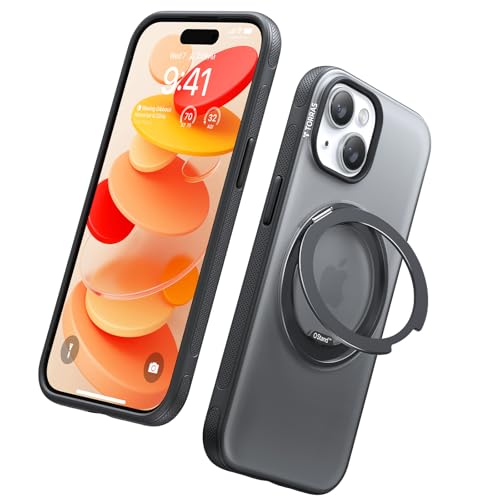 TORRAS 360° Ostand OFitness für iPhone 15 Hülle für MagSafe [Flexibler Ständer & Nr.1 Magnetkraft & Zertifiziert Militärischer Schutz] Hülle iPhone 15 Case Schwarz von TORRAS