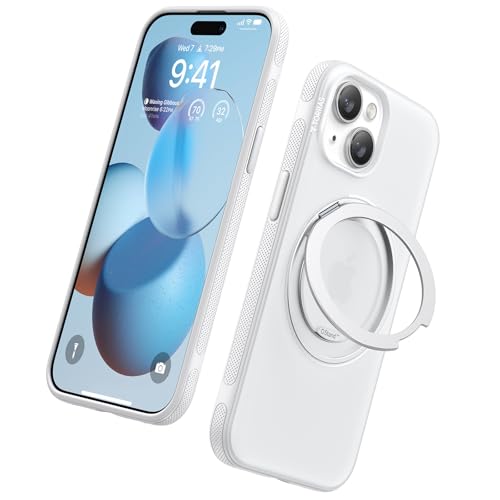 TORRAS 360° Ostand OFitness für iPhone 15 Hülle für MagSafe [Flexibler Ständer & Nr.1 Magnetkraft & Zertifiziert Militärischer Schutz] Hülle iPhone 15 Case Weiß von TORRAS