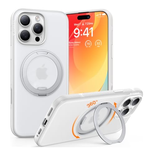 TORRAS 360° Ostand OFitness für iPhone 15 Pro Hülle für MagSafe [Flexibler Ständer & Nr.1 Magnetkraft & Zertifiziert Militärischer Schutz] Hülle iPhone 15 Pro Case Weiß von TORRAS
