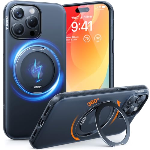 TORRAS 360° Ostand OFitness für iPhone 15 Pro Max Hülle für MagSafe [Flexibler Ständer & Nr.1 Magnetkraft & Zertifiziert Militärischer Schutz] Hülle iPhone 15 Pro Max Case Schwarz von TORRAS