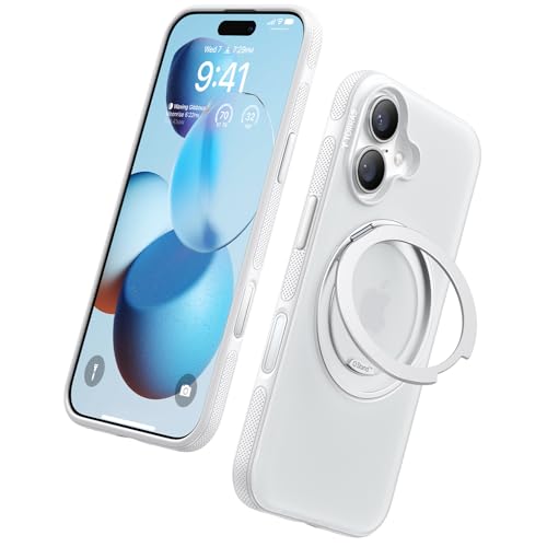 TORRAS 360° Ostand OFitness für iPhone 16 Hülle für MagSafe [Flexibler Ständer & Nr.1 Magnetkraft & Zertifiziert Militärischer Schutz] Hülle iPhone 16 Case Weiß von TORRAS