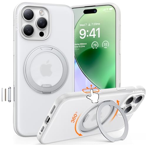 TORRAS 360° Ostand OFitness für iPhone 16 Pro Hülle für MagSafe mit Kamerasteuerung Taste [Nr.1 Magnetkraft & Zertifiziert Militärischer Schutz & Flexibler Ständer] Hülle iPhone 16 Pro Case Weiß von TORRAS