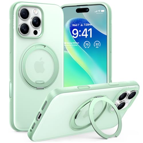 TORRAS 360° Ostand OFitness für iPhone 16 Pro Max Hülle für MagSafe [Flexibler Ständer & Nr.1 Magnetkraft & Zertifiziert Militärischer Schutz] Hülle iPhone 16 Pro Max Case Mintgrün von TORRAS