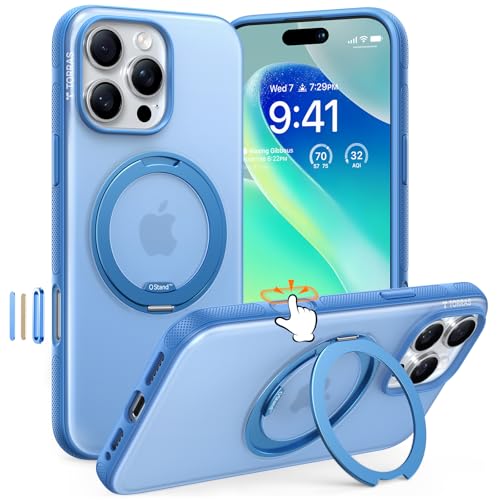 TORRAS 360° Ostand OFitness für iPhone 16 Pro Max Hülle für MagSafe [Flexibler Ständer & Nr.1 Magnetkraft & Zertifiziert Militärischer Schutz] Hülle iPhone 16 Pro Max Case Venezianisch Blau von TORRAS