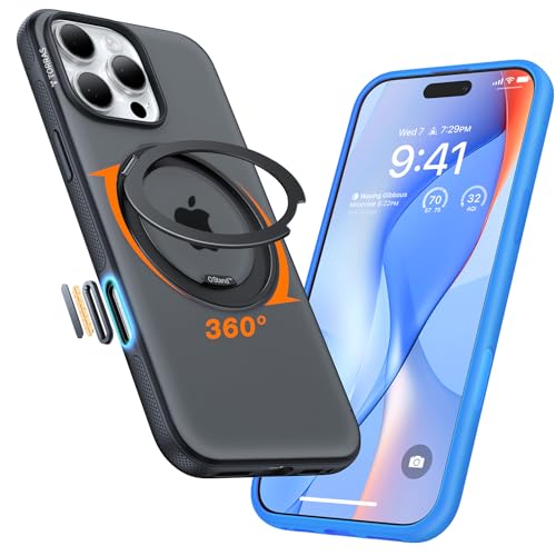 TORRAS 360° Ostand OFitness für iPhone 16 Pro Max Hülle für MagSafe mit Kamerasteuerung Taste [Nr.1 Magnetkraft & Militärischer Schutz & Flexibler Ständer] Hülle iPhone 16 Pro Max Case Schwarz von TORRAS