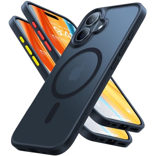 TORRAS Guardian-Mag für iPhone 16 Hülle für MagSafe (TOP Militärschutz & Magnetkraft) Matt Durchscheinende Rückseite Hülle für iPhone 16 Case Dünn Schwarz von TORRAS