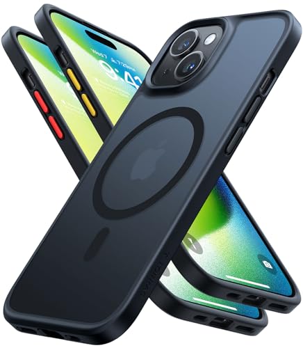 TORRAS Guardian-Mag für iPhone 15 Hülle für MagSafe (Zertifizierte Magnetkraft und Schutzkraft) Matt Handyhülle iPhone 15 Case Dünn Schwarz von TORRAS