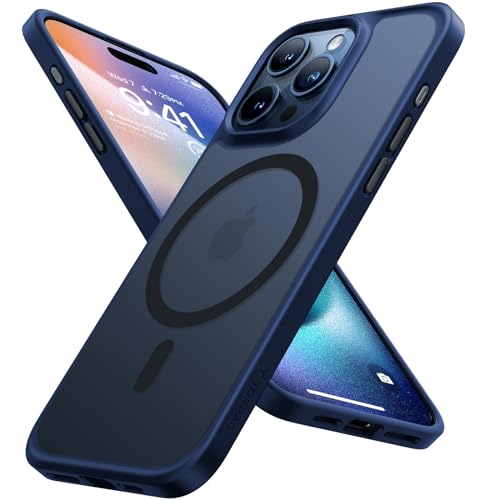 TORRAS Guardian-Mag für iPhone 15 Pro Hülle für MagSafe Zertifizierte Magnetkraft und Schutzkraft Handyhülle iPhone 15 Pro Case Stoßfest Kratzfest Schutzhülle Cover Edle Matt Blau von TORRAS