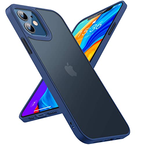 TORRAS Guardian für iPhone 12 Hülle/iPhone 12 Pro Hülle [Echter Militärischer Schutz] Stoßfeste Schlank Kratzfest [Matte Silikon Griff] Leicht Durchsichtige Handyhülle iPhone 12/12 Pro Blau von TORRAS