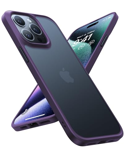 TORRAS Guardian für iPhone 15 Pro Hülle [Upgraded Zertifizierte Militärschutz] [Samtweiche Haptik] Handyhülle iPhone 15 Pro Stoßfest Matte mit Abnehmbare Knöpfe Schutzhülle iPhone 15 Pro Dunkellila von TORRAS