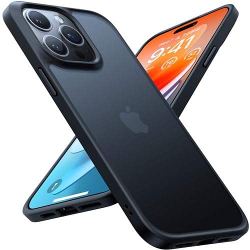 TORRAS Guardian für iPhone 15 Pro Hülle [Upgraded Zertifizierte Militärschutz] [Samtweiche Haptik] Handyhülle iPhone 15 Pro Stoßfest Matte mit Abnehmbare Knöpfe Schutzhülle iPhone 15 Pro Titan Schwarz von TORRAS