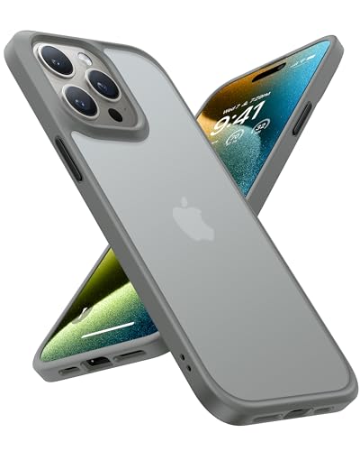 TORRAS Guardian für iPhone 15 Pro Max Hülle [Upgraded Zertifizierte Militärschutz] [Samtweiche Haptik] Handyhülle iPhone 15 Pro Max Stoßfest Matte mit Abnehmbare Knöpfe Titan Grau von TORRAS