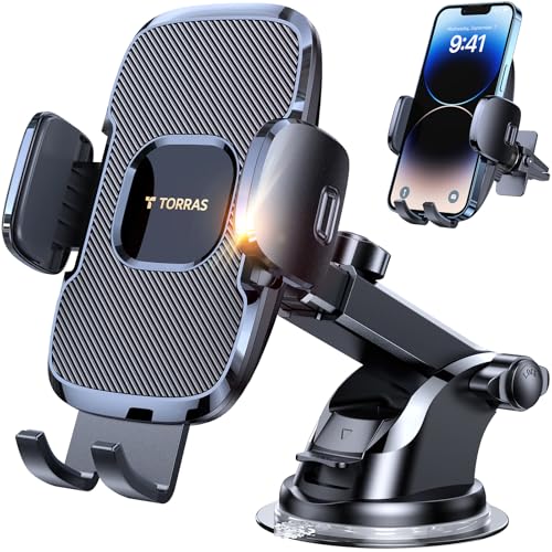 TORRAS Handyhalterung Auto Lüftung & Saugnapf, 3 in 1 Universale Kfz Handyhalterung 360° Drehbar Autohalterung Handy Halterung für Auto Smartphone, Ultra Stabile & Silikon Schutz - Schwarz von TORRAS