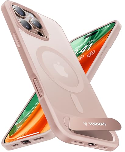 TORRAS für iPhone 16 Pro Hülle für MagSafe mit Titan Flügelständer Zertifizierte Magnetkraft Militärschutz Handyhülle iPhone 16 Pro Case Stoßfest Kratzfest Hardcase Handy Hülle Matt Gold von TORRAS