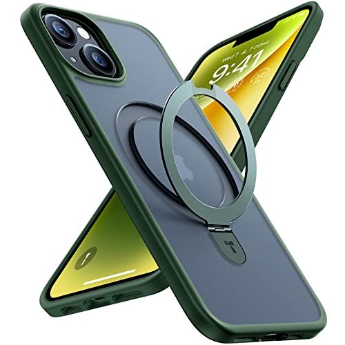 TORRAS Ostand Weltneuheit für iPhone 13/14 Hülle, Militärischer Schutz, Unsichtbarer Ständer, Grün von TORRAS