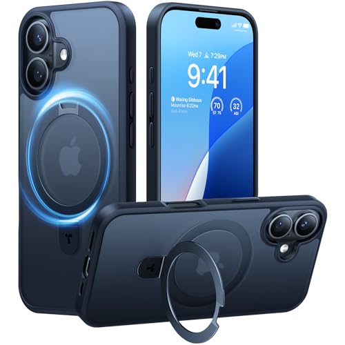 TORRAS Ostand Q1 Weltneuheit für iPhone 16 Plus Hülle für MagSafe (Unsichtbarer Ständer, Nr.1 Magnetkraft,Umfassender Militärischer Schutz) Handyhülle iPhone 16 Plus Case All-in-One Schwarz von TORRAS