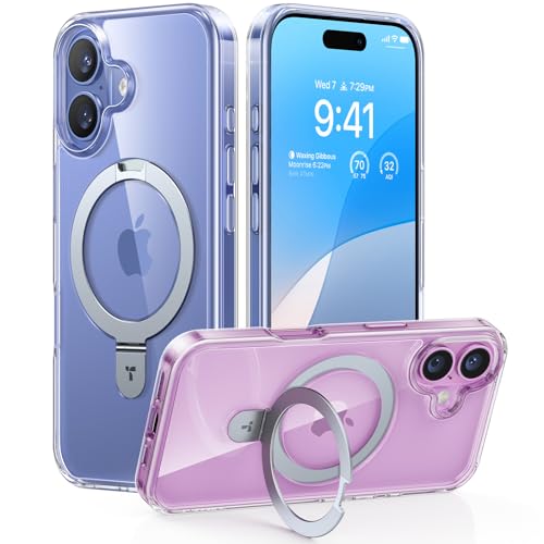 TORRAS Ostand Weltneuheit für iPhone 16 Plus Hülle für MagSafe (Unsichtbarer Ständer, Nr.1 Magnetkraft,Umfassender Militärischer Schutz) Handyhülle iPhone 16 Plus Case All-in-One Transparent von TORRAS