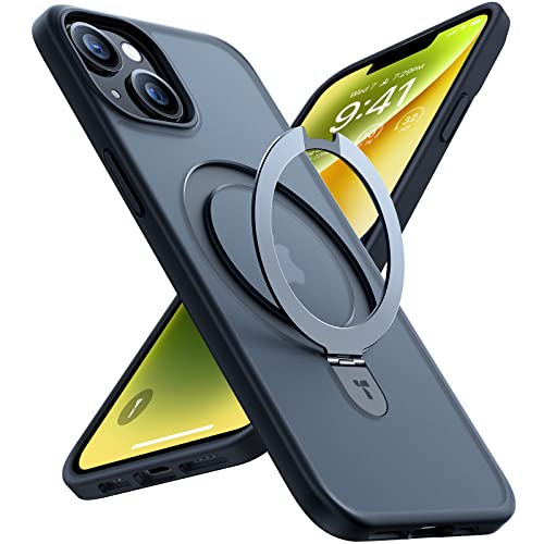 TORRAS Ostand Q1 Weltneuheit für iPhone 13 Hülle, iPhone 14 Hülle für MagSafe (Nr.1 Magnetkraft, Unsichtbarer Ständer, Militärischer Schutz) Stoßfest Handyhülle iPhone 13 Case All-in-One Schwarz von TORRAS
