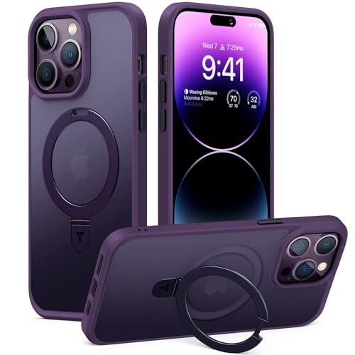 TORRAS Ostand für iPhone 14 Pro Max Hülle für MagSafe (Nr.1 Magnetkraft, Unsichtbarer Ständer, Militärischer Schutz) Stoßfest Handyhülle iPhone 14 Pro Max Case Kratzfeste All-in-One Lila von TORRAS