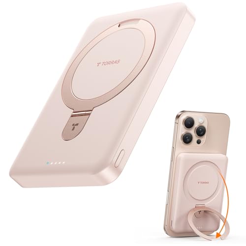 TORRAS Powerbank für MagSafe,10000mAh einklappbare magnetische kabellose Power Bank mit USB-C Schnell Aufladende,Nur kompatibel mit iPhone 16 Pro Max 15 14 13 12 von TORRAS