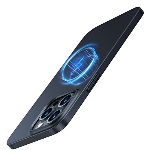 TORRAS Ultra Dünn für iPhone 14 Pro Hülle für MagSafe [Nr. 1 Magnetkraft] Extrem Stoßfest Kratzfest Case(Samtiger Griff & Elegantes Aussehen) Slim Handyhülle Schwarz von TORRAS