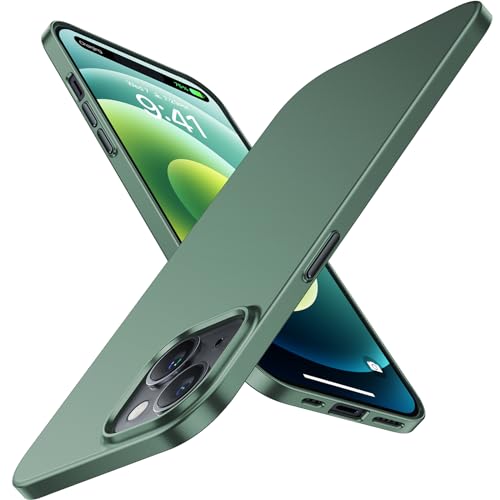 TORRAS Ultra Dünn für iPhone 15 Hülle für MagSafe [Nr. 1 Magnetkraft] Extrem Stoßfest Kratzfest Case (Samtiger Griff & Elegantes Aussehen) Slim Fit Handyhülle Dunkelgrün von TORRAS