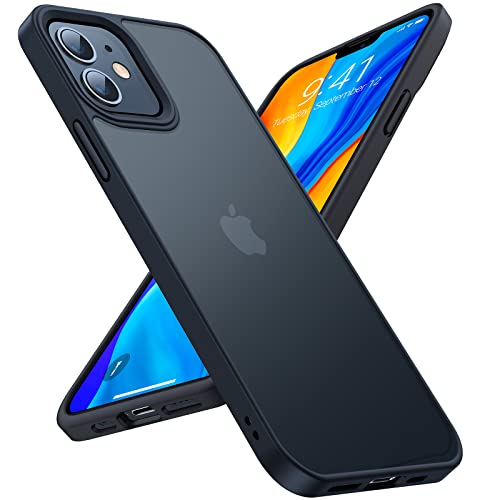 TORRAS Upgrade für iPhone 12 Hülle, iPhone 12 Pro Hülle (TOP Militärschutz) Samtig Angenehmer Griff Handyhülle mit Abnehmbare Knöpfe Schlank Stoßfest Handyhülle iPhone 12/12 Pro Case Schwarz von TORRAS