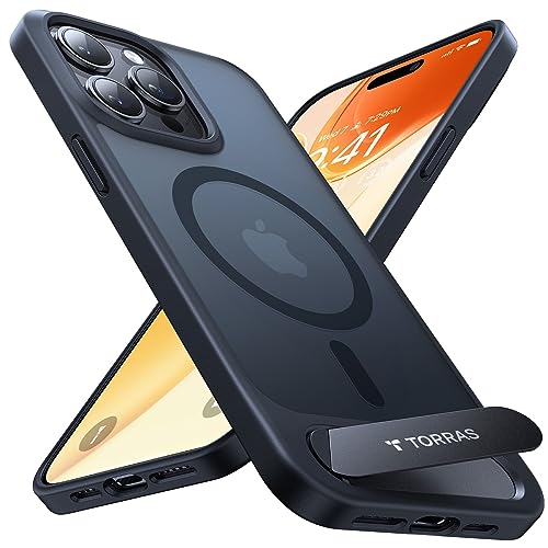 TORRAS für iPhone 13 Pro Max Hülle für MagSafe Zertifizierte Magnetkraft Militärschutz Upgrade mit Titan-Ständer Dünn Handyhülle iPhone 13 Pro Max Case Stoßfest Hardcase Handy Hülle Matt Schwarz von TORRAS