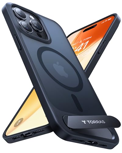 TORRAS für iPhone 14 Pro Hülle für MagSafe Zertifizierte Magnetkraft Militärschutz Upgrade mit Titan-Ständer Dünn Handyhülle iPhone 14 Pro Case Stoßfest Kratzfest Hardcase Handy Hülle Matt Schwarz von TORRAS