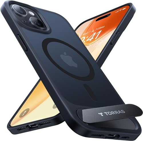 TORRAS für iPhone 15 Plus Hülle für MagSafe Zertifizierte Magnetkraft Militärschutz Upgrade mit Titan-Ständer Dünn Handyhülle iPhone 15 Plus Case Stoßfest Kratzfest Hardcase Handy Schwarz von TORRAS