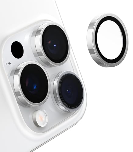 TORRAS für iPhone 15 Pro/15 Pro Max für Panzerglas Kameraschutz [Bruchsicherer Militärgrad & Langlebigkeit] Kamera Objektivschutz für iPhone 15 Pro/15 Pro Max,Silber von TORRAS