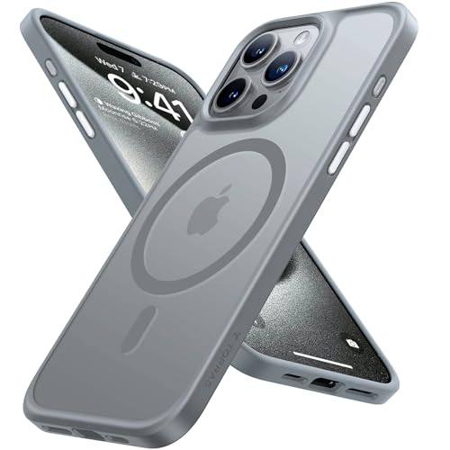 TORRAS für iPhone 15 Pro Max Hülle für Magsafe (TOP Militärschutz & Magnetkraft) Extrem Haltbarkeit Hülle iPhone 15 Pro Max Case Stoßfest Samtige Touch Dünn Handyhülle Matte Grau, Guardian-Mag von TORRAS