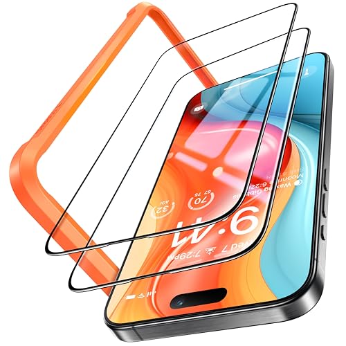 TORRAS für iPhone 15 Pro für Panzerglas Full Screen [Unzerbrechlich TOP 9H+ Bruchsicher] nach Militärniveau aus Deutsches Dauerhaftes 9H Glas [Anti-Fingerabdrücke] Zertifizierung, 2 Stück von TORRAS