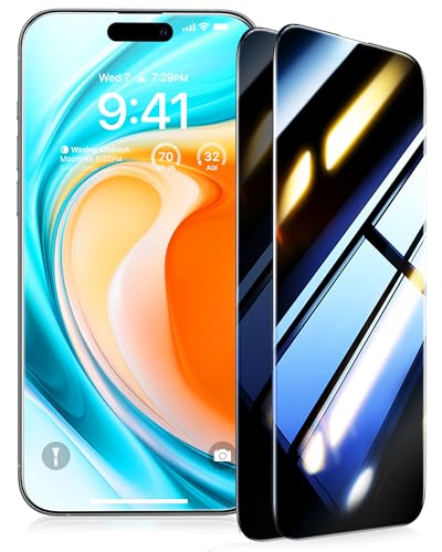 TORRAS für iPhone 15 Pro für Panzerglas Sichtschutz [TOP 9H+ Bruchsicheres] Schutzfolie iPhone 15 Pro Folie Dauerhaft 9H+ Schutzglas [Full Screen], 0 Blasen Einbaurahmen, 2 Stück von TORRAS