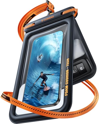 TORRAS wasserdichte Handyhülle [Doppelte Taschen] IP68 Unterwasser Handyhülle Wasserfeste Handytasche für Schwimmen, Waterproof Phone Case für Smartphone bis 7 Zoll- Schwarz von TORRAS