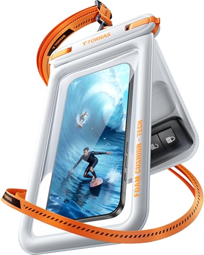 TORRAS wasserdichte Handyhülle [Doppelte Taschen] IP68 Unterwasser Handyhülle Wasserfeste Handytasche für Schwimmen, Waterproof Phone Case für Smartphone bis 7 Zoll- Weiß von TORRAS