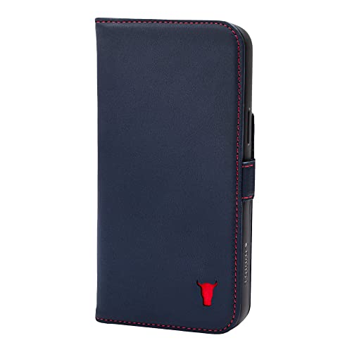 TORRO Handyhülle kompatibel mit iPhone 14 Pro – Echtes Leder MagSafe kompatible Hülle mit Kartenfächern (Navy Blau) von TORRO