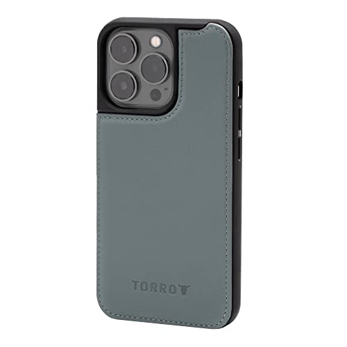 TORRO Handyhülle kompatibel mit iPhone 14 Pro - Echtes Leder MagSafe kompatible stoßdämpfende Hülle (Hellblau) von TORRO