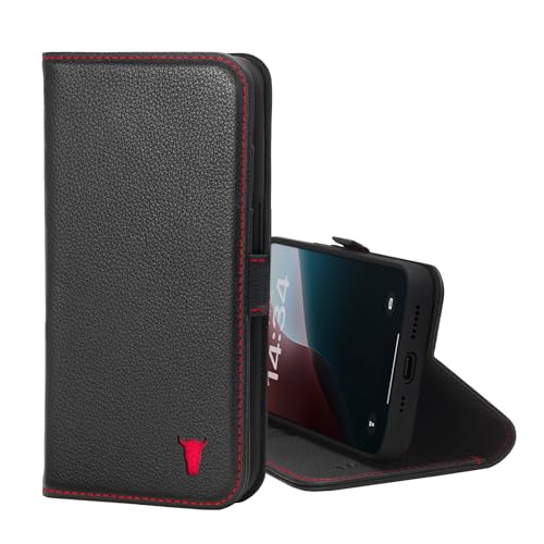 TORRO Hülle Kompatibel mit iPhone 16e (6.1” – 2025) – Echt Leder Hülle mit Standfunktion und Kartenfächern (Schwarz) von TORRO