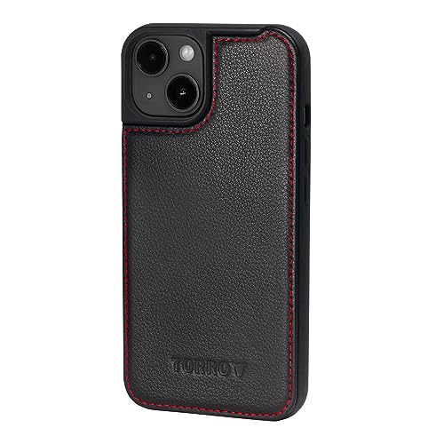 TORRO Hülle Leder Kompatibel mit iPhone 15 Plus – Premium Leder Bumper Hülle - Schwarz von TORRO