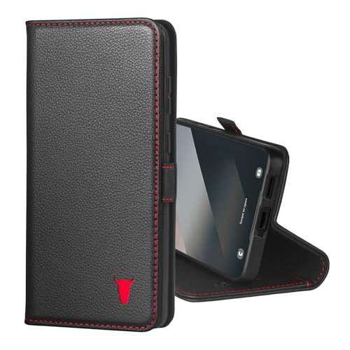 TORRO Hülle kompatibel mit Samsung Galaxy S25 Edge 6.6” 2025 – Premium Leder Hülle mit Standfunktion und Kartenfächern (Schwarz) von TORRO