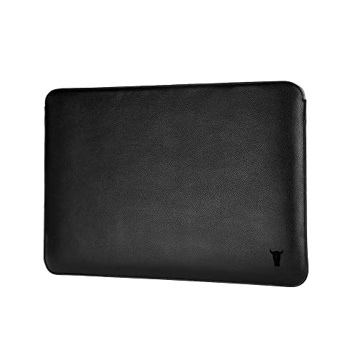 TORRO Laptophülle – Laptop Tasche aus echtem Leder, kompatibel mit 13 Zoll / 14 Zoll Apple MacBook Pro und MacBook Air (Schwarz) von TORRO