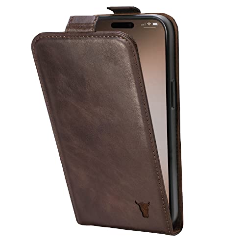 TORRO Leder Klapphülle kompatibel mit iPhone 14 Pro Max - Echtes Leder MagSafe kompatible Handyhülle mit Kartenfächern (Dunkelbraun) von TORRO