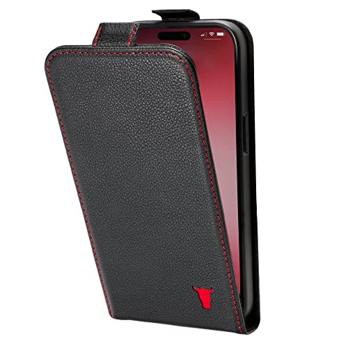 TORRO Leder Klapphülle kompatibel mit iPhone 14 Pro Max - Echtes Leder MagSafe kompatible Handyhülle mit Kartenfächern (Schwarz) von TORRO